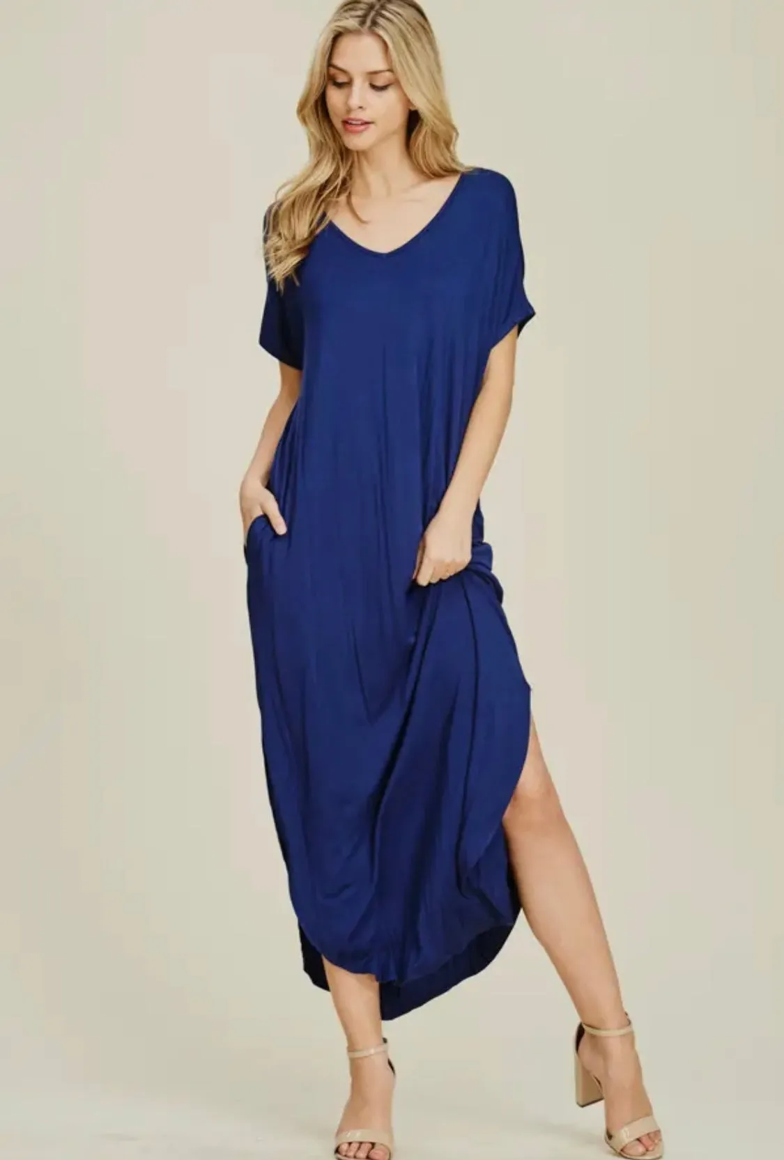 Blue Knit Maxi Dress