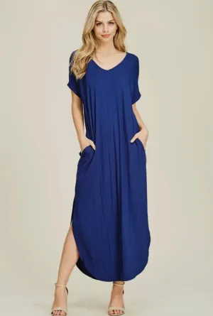 Blue Knit Maxi Dress