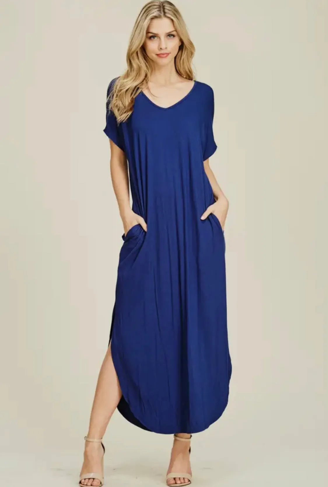 Blue Knit Maxi Dress