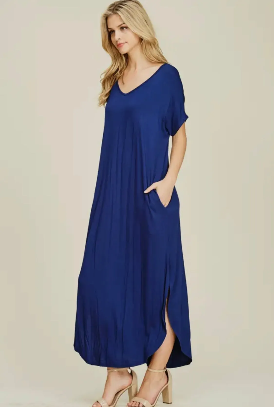 Blue Knit Maxi Dress