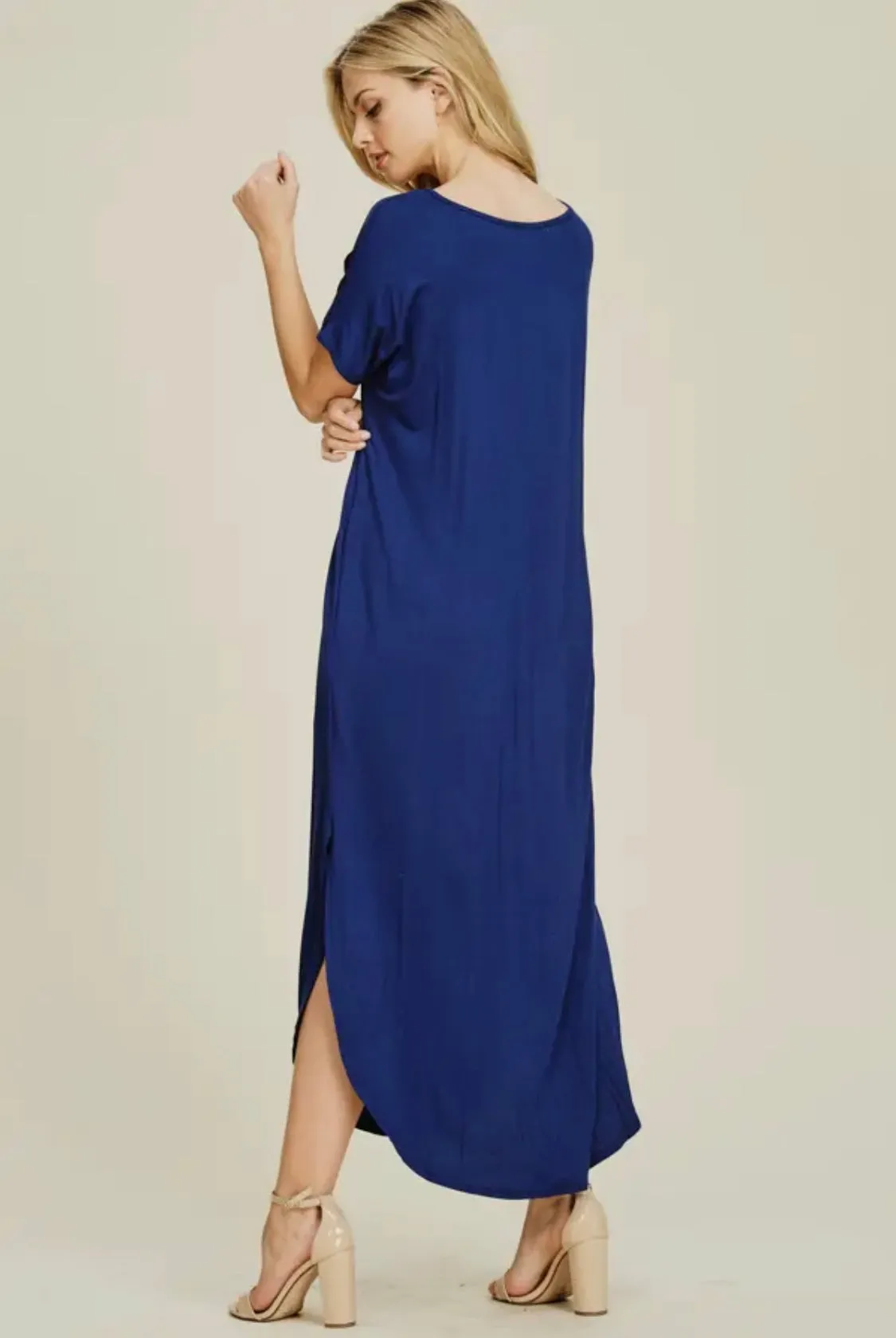 Blue Knit Maxi Dress
