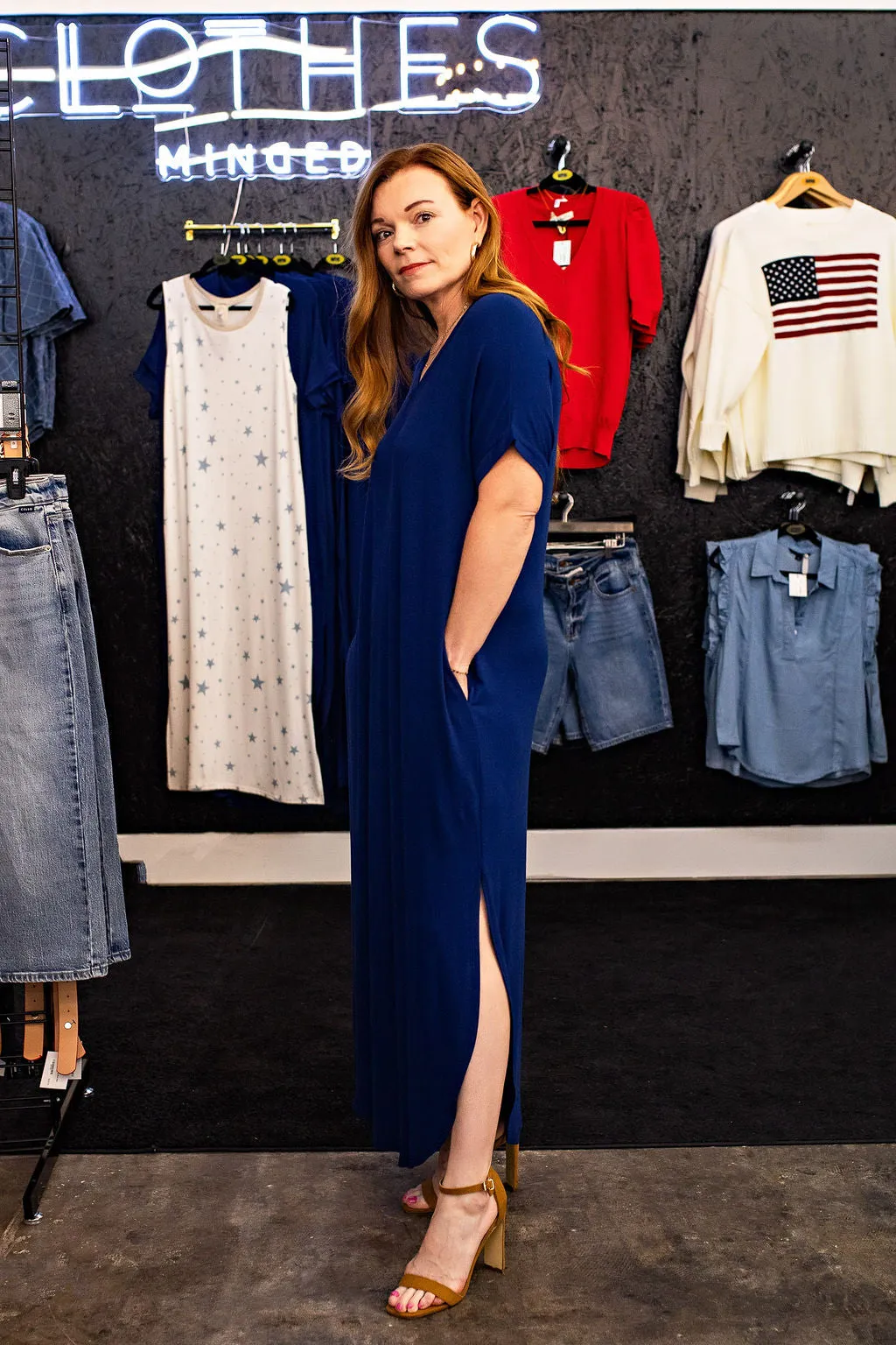 Blue Knit Maxi Dress