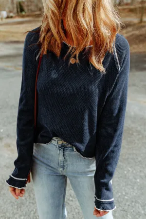 Blue Textured Long Sleeve