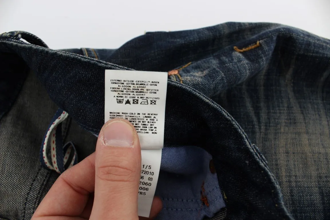 Blue Wash Straight Fit Low Waist Jeans