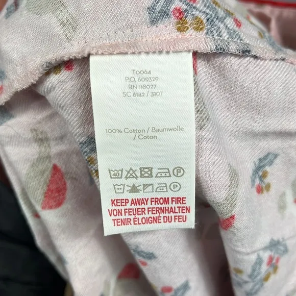 Boden Women’s Cozy Woven Pajama Set in Pink Partridge Bird Holly.