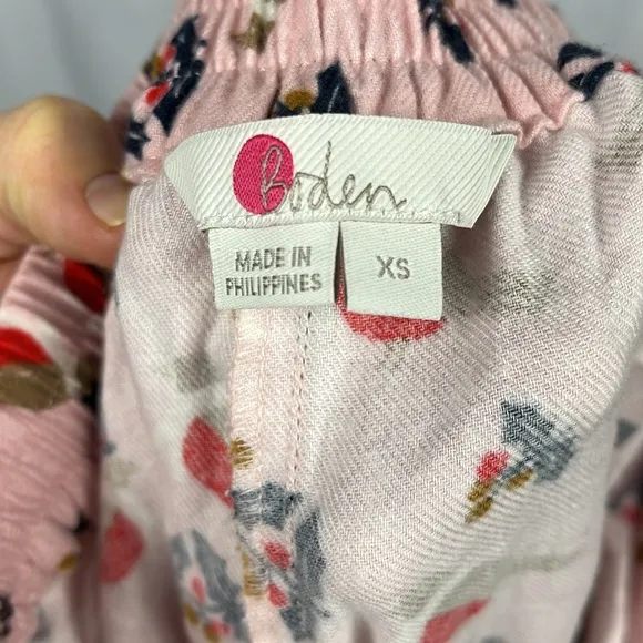 Boden Women’s Cozy Woven Pajama Set in Pink Partridge Bird Holly.