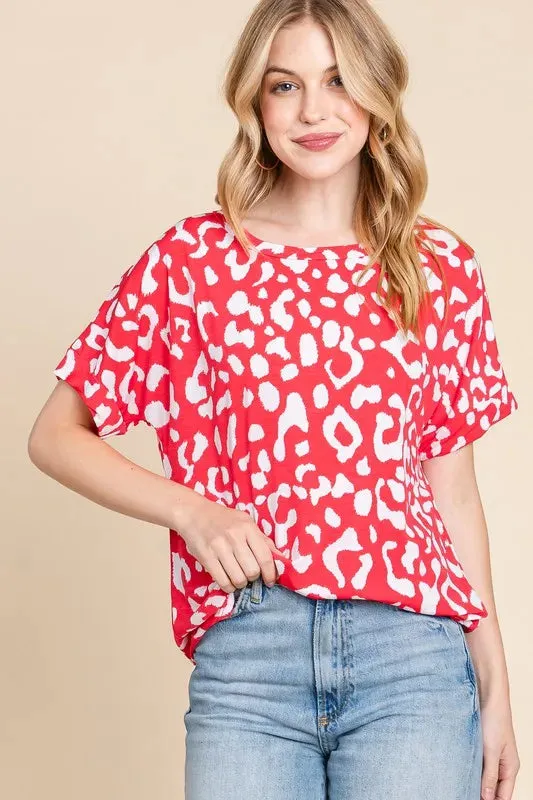 BOMBOM Animal Print Stretchy T-Shirt