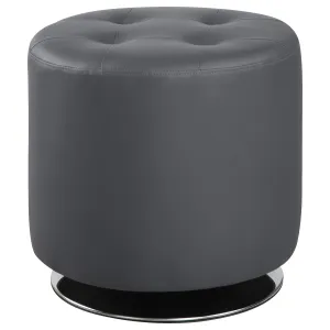 Bowman Round Upholstered Tufted Swivel Ottoman Grey