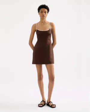 Bria Linen Mini Dress Espresso