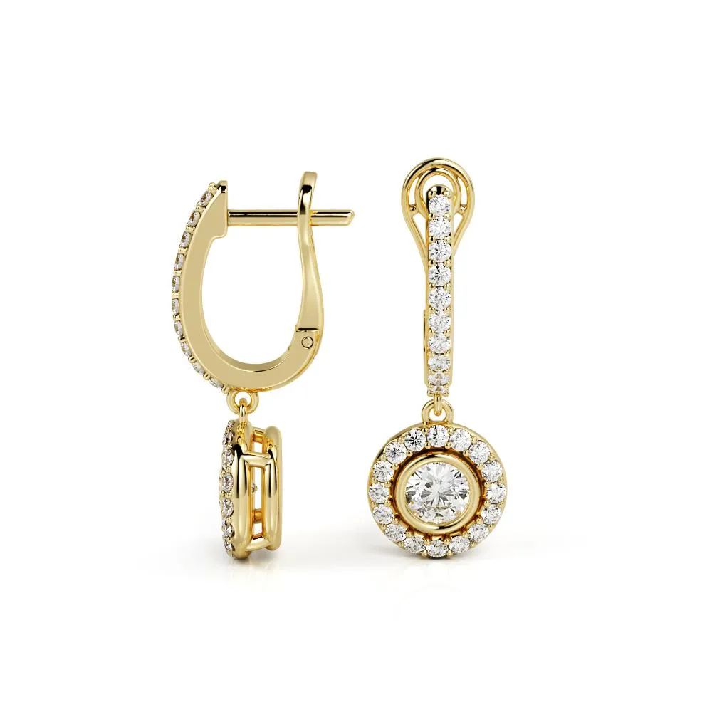 Bright Light Lever Back Earrings 1 Natural Diamonds in Yellow Gold