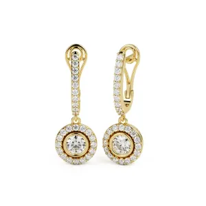 Bright Light Lever Back Earrings 1 Natural Diamonds in Yellow Gold