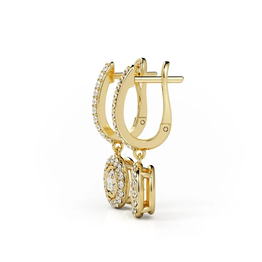 Bright Light Lever Back Earrings 1 Natural Diamonds in Yellow Gold