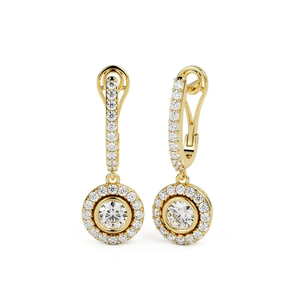 Bright Light Lever Back Earrings 1 Natural Diamonds in Yellow Gold