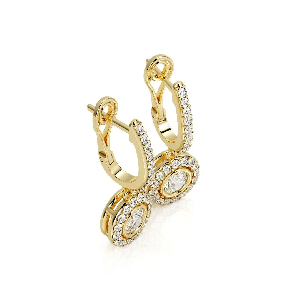 Bright Light Lever Back Earrings 1 Natural Diamonds in Yellow Gold