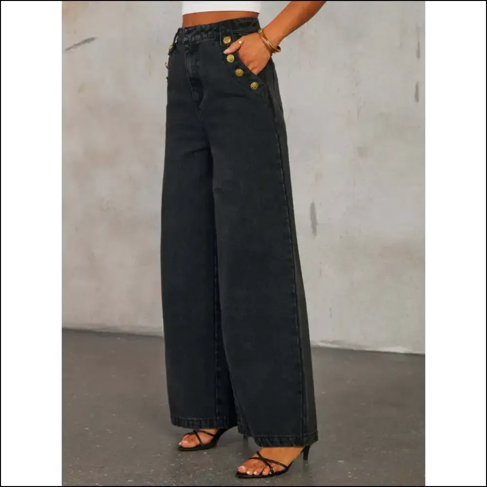 Button Decor High Rise Wide Leg Jeans: Unbutton your Fabulous Side! 😄