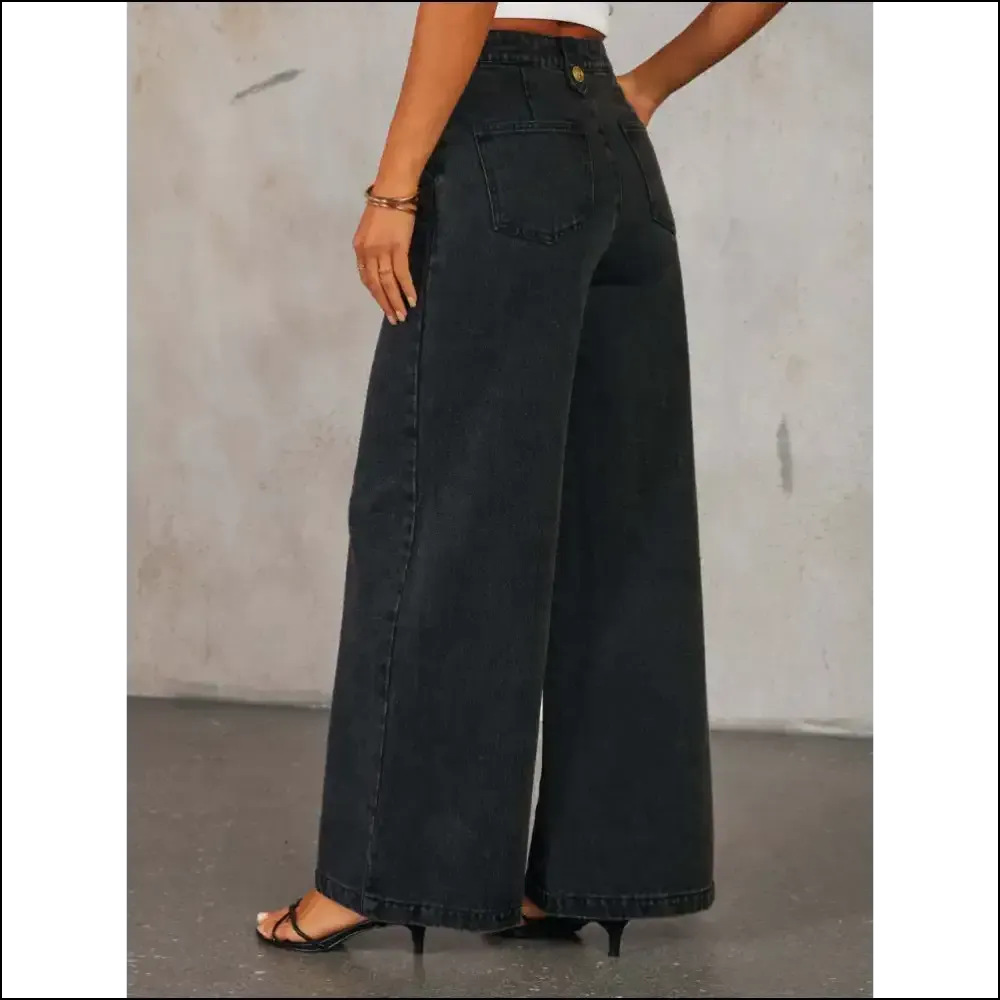 Button Decor High Rise Wide Leg Jeans: Unbutton your Fabulous Side! 😄