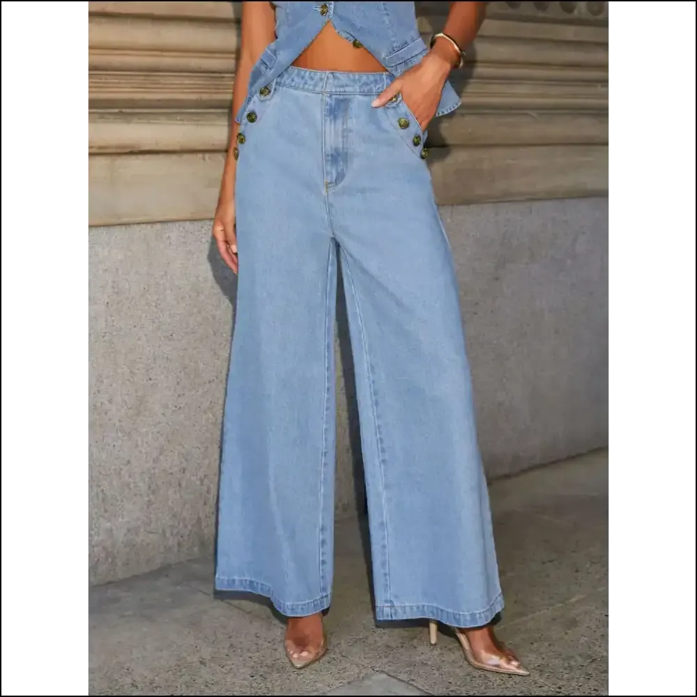 Button Decor High Rise Wide Leg Jeans: Unbutton your Fabulous Side! 😄