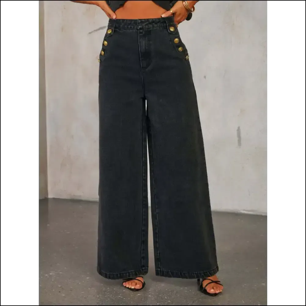 Button Decor High Rise Wide Leg Jeans: Unbutton your Fabulous Side! 😄