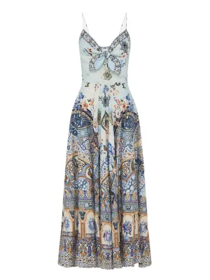 Camilla Long Dress With Tie Front in Al Manial Palace Memoirs