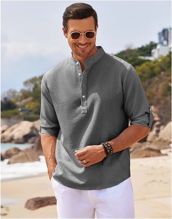 Casual Textured Henley Shirt for Men - Jack