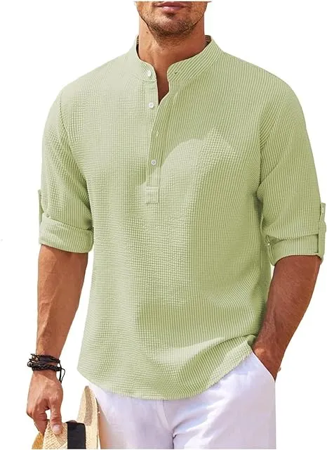 Casual Textured Henley Shirt for Men - Jack