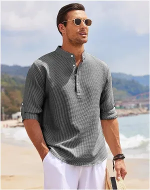 Casual Textured Henley Shirt for Men - Jack