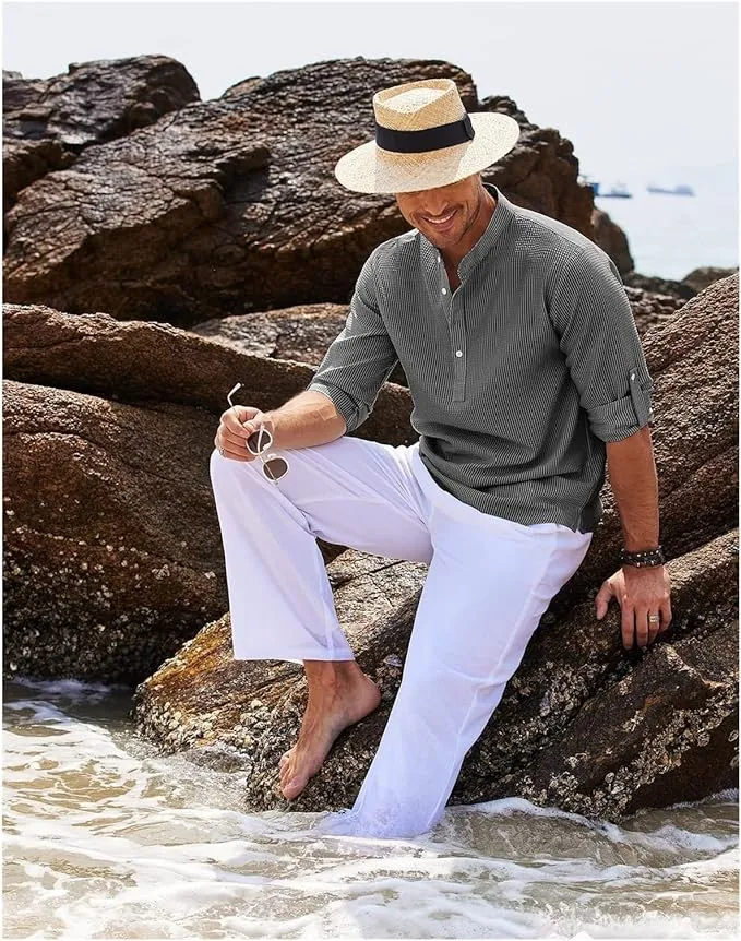 Casual Textured Henley Shirt for Men - Jack