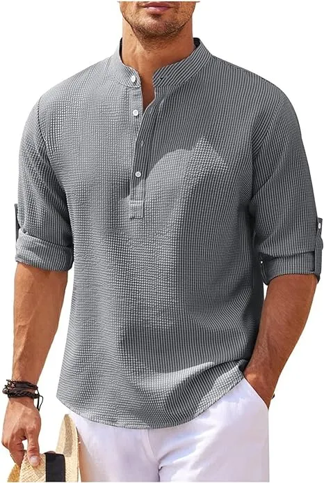 Casual Textured Henley Shirt for Men - Jack