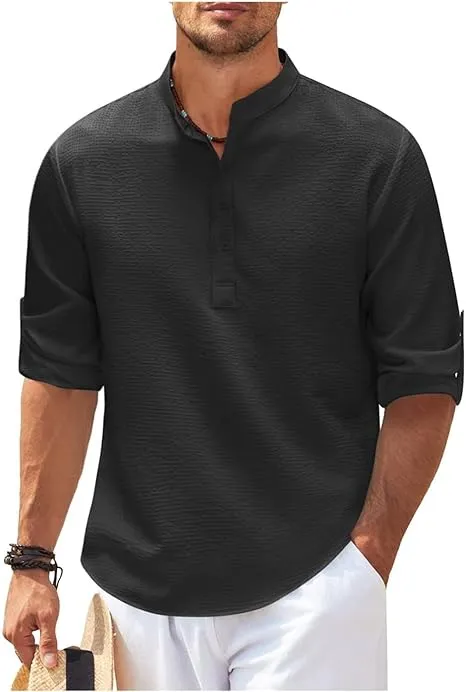 Casual Textured Henley Shirt for Men - Jack