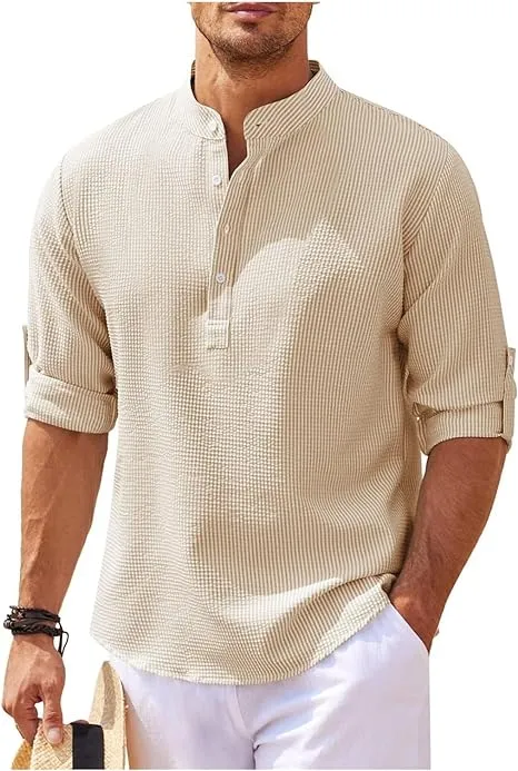 Casual Textured Henley Shirt for Men - Jack