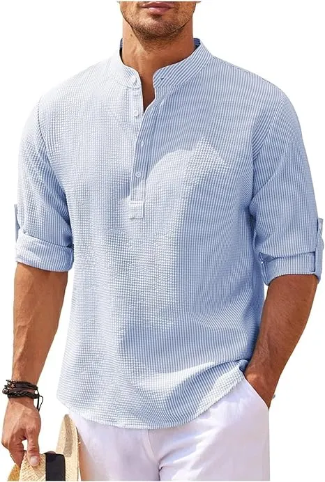 Casual Textured Henley Shirt for Men - Jack
