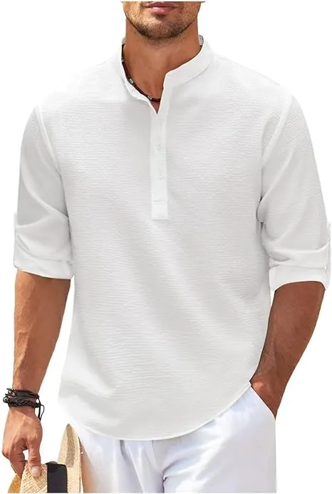 Casual Textured Henley Shirt for Men - Jack