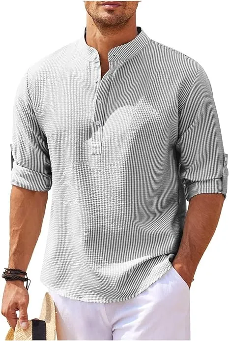 Casual Textured Henley Shirt for Men - Jack