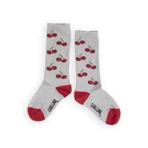 Cherry Ruffled Knee Socks - 1 Left Size 2-4 years