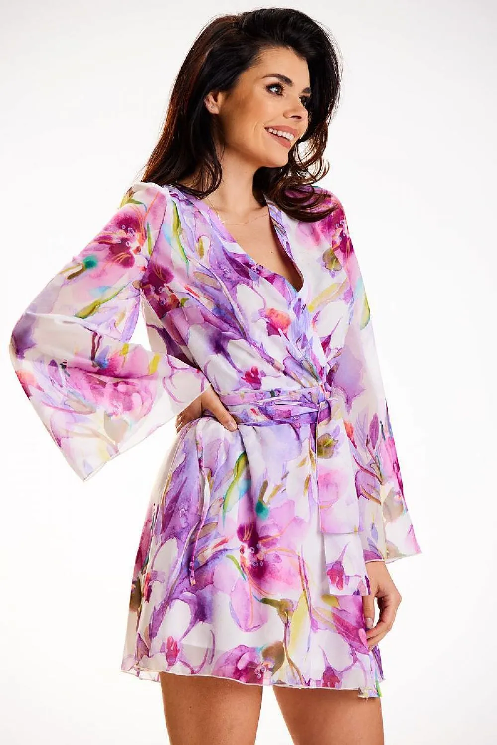 Chic Elastic Waist Kimono Dress