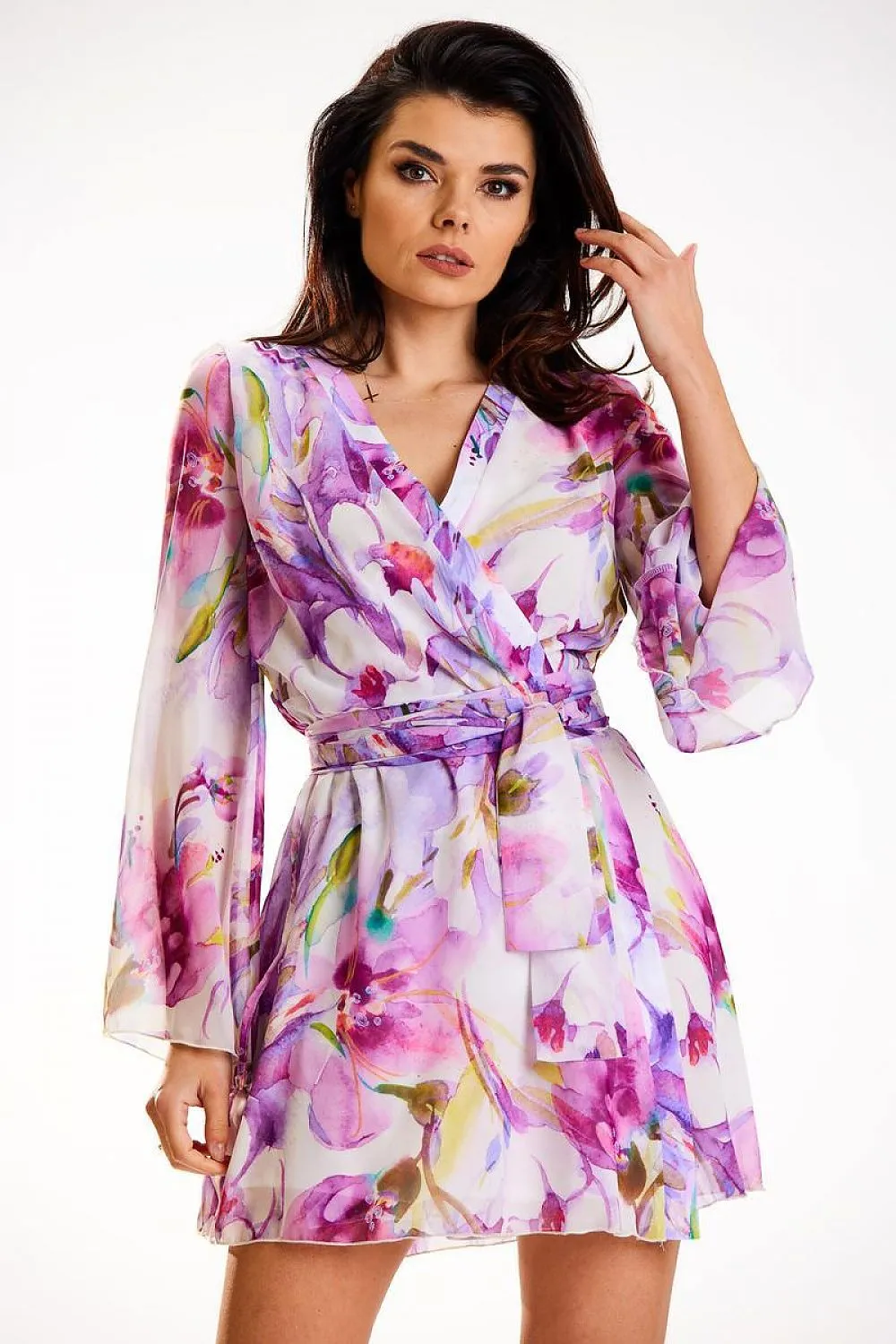 Chic Elastic Waist Kimono Dress