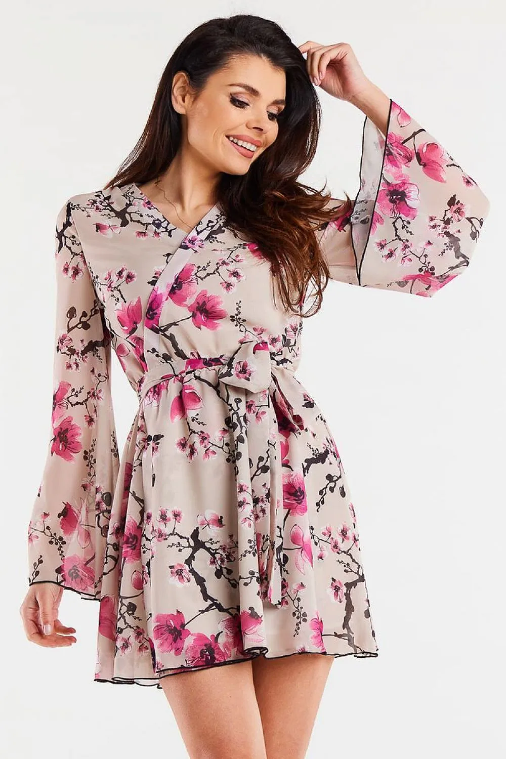 Chic Elastic Waist Kimono Dress