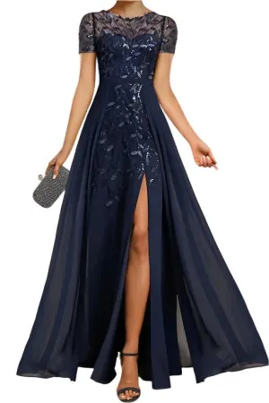 Chiffon A-Line Scoop Neck Mother of The Bride Dresses with Split
