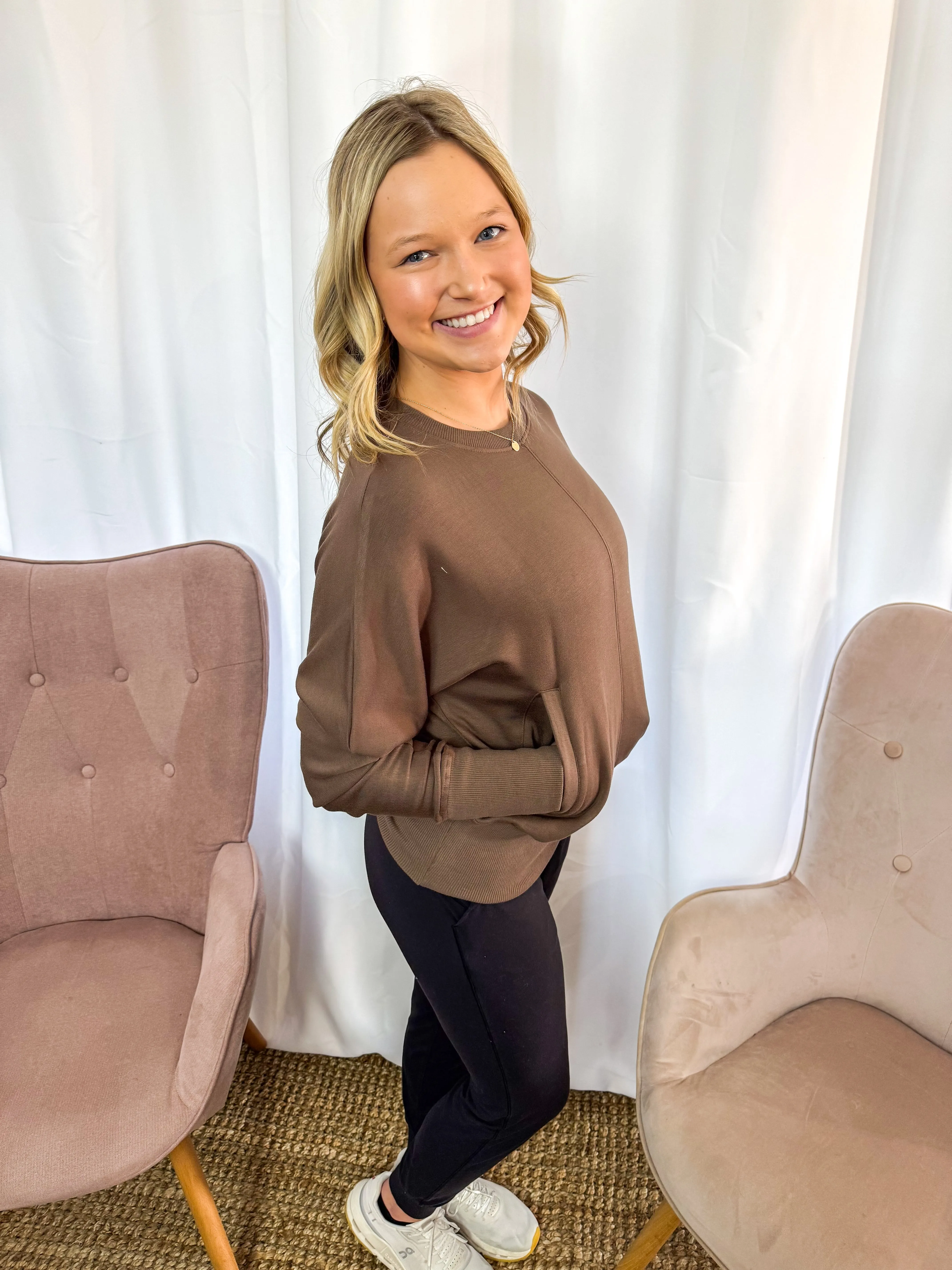 Chloe- Brushed Dolman Sleeve Crew Neck