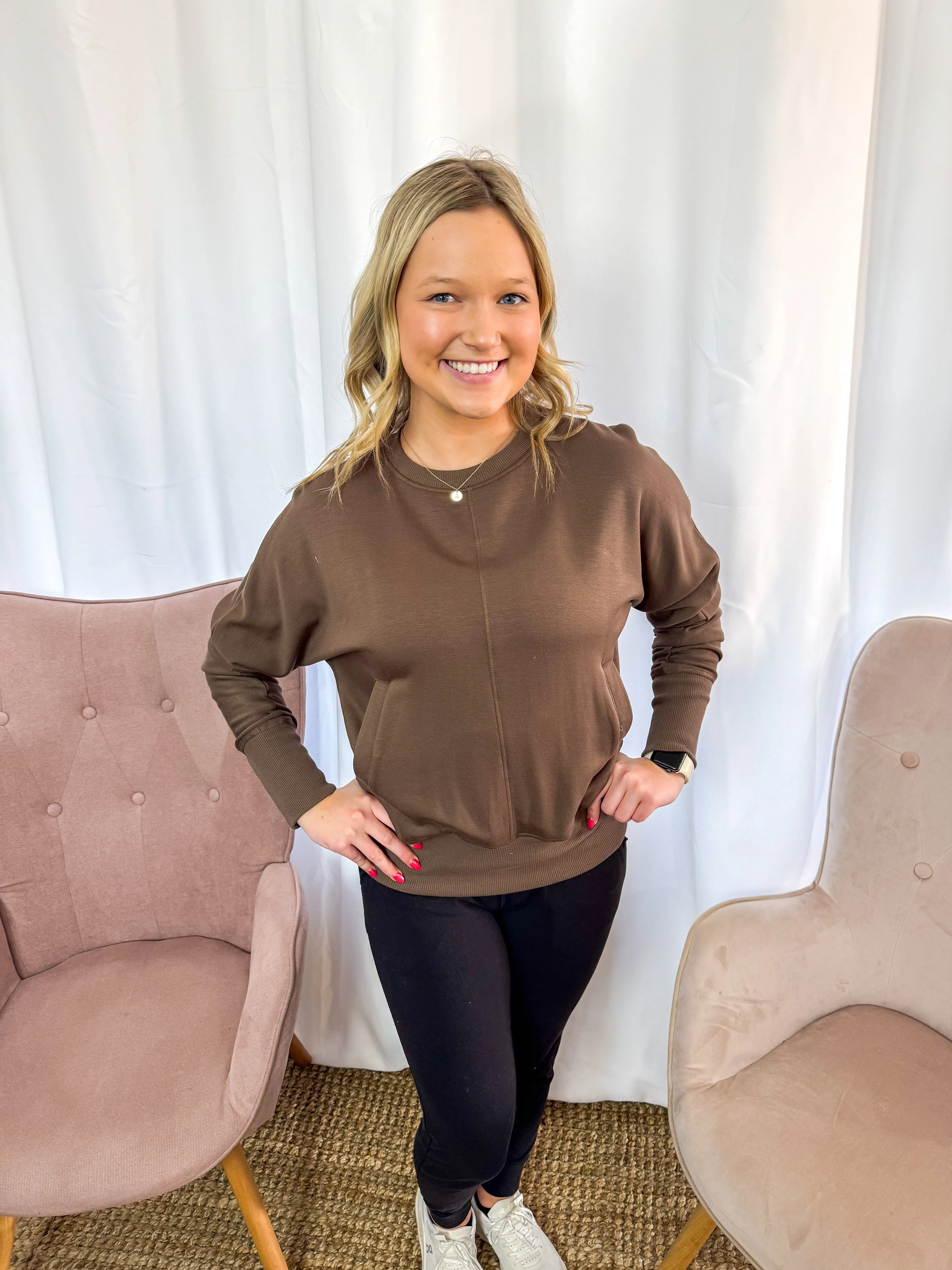 Chloe- Brushed Dolman Sleeve Crew Neck