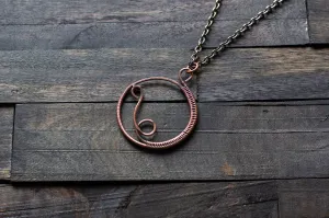 Circular Copper Wire Wrapped Pendant