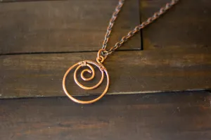 Circular Copper Wire Wrapped Pendant