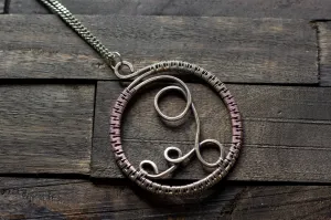 Circular Sterling Silver Wire Wrapped Pendant