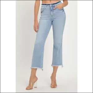 Conquer Life in High Rise Raw Edge Crop Jeans - Feel Like a Goddess! 👖✨