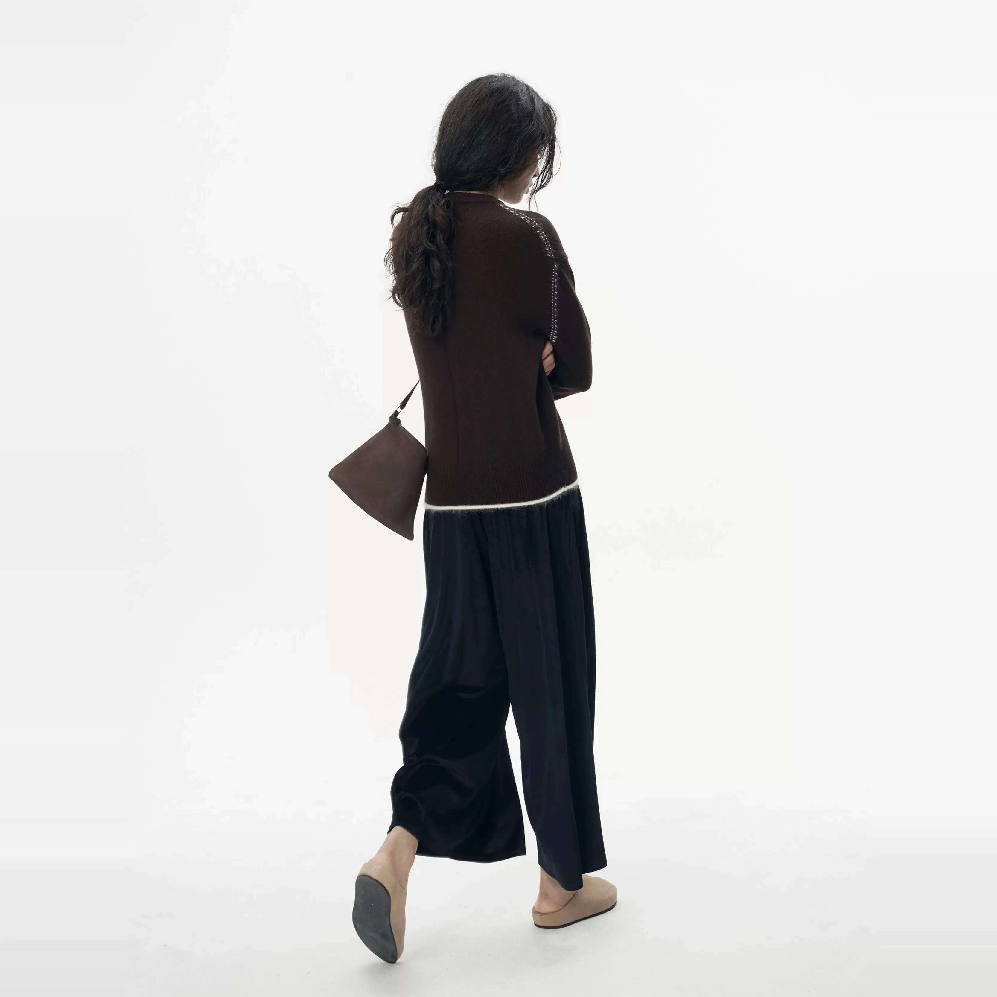 Contrast Stitch Cashmere Wool Sweater