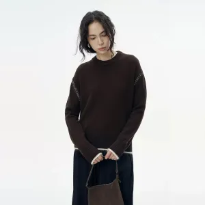 Contrast Stitch Cashmere Wool Sweater