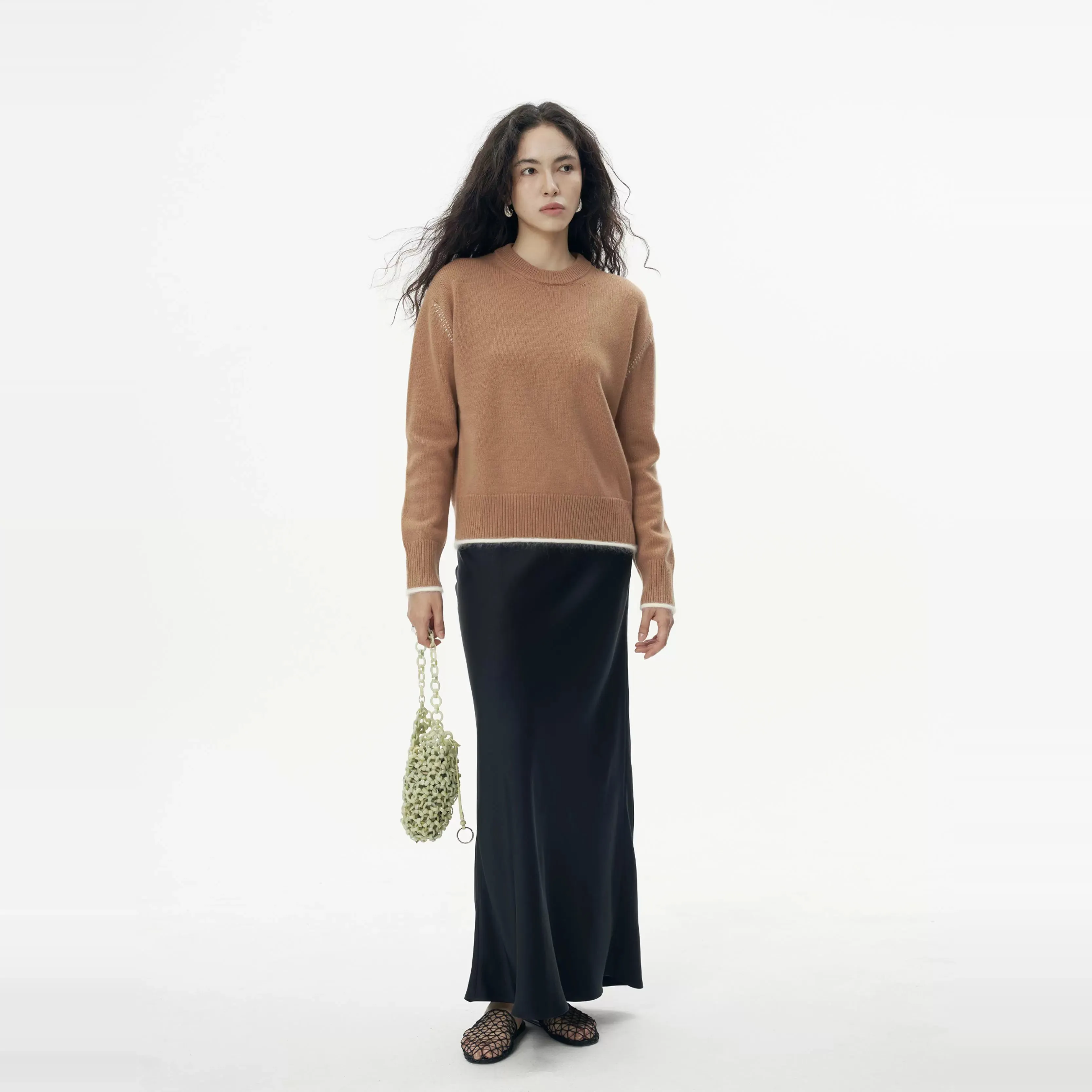 Contrast Stitch Cashmere Wool Sweater