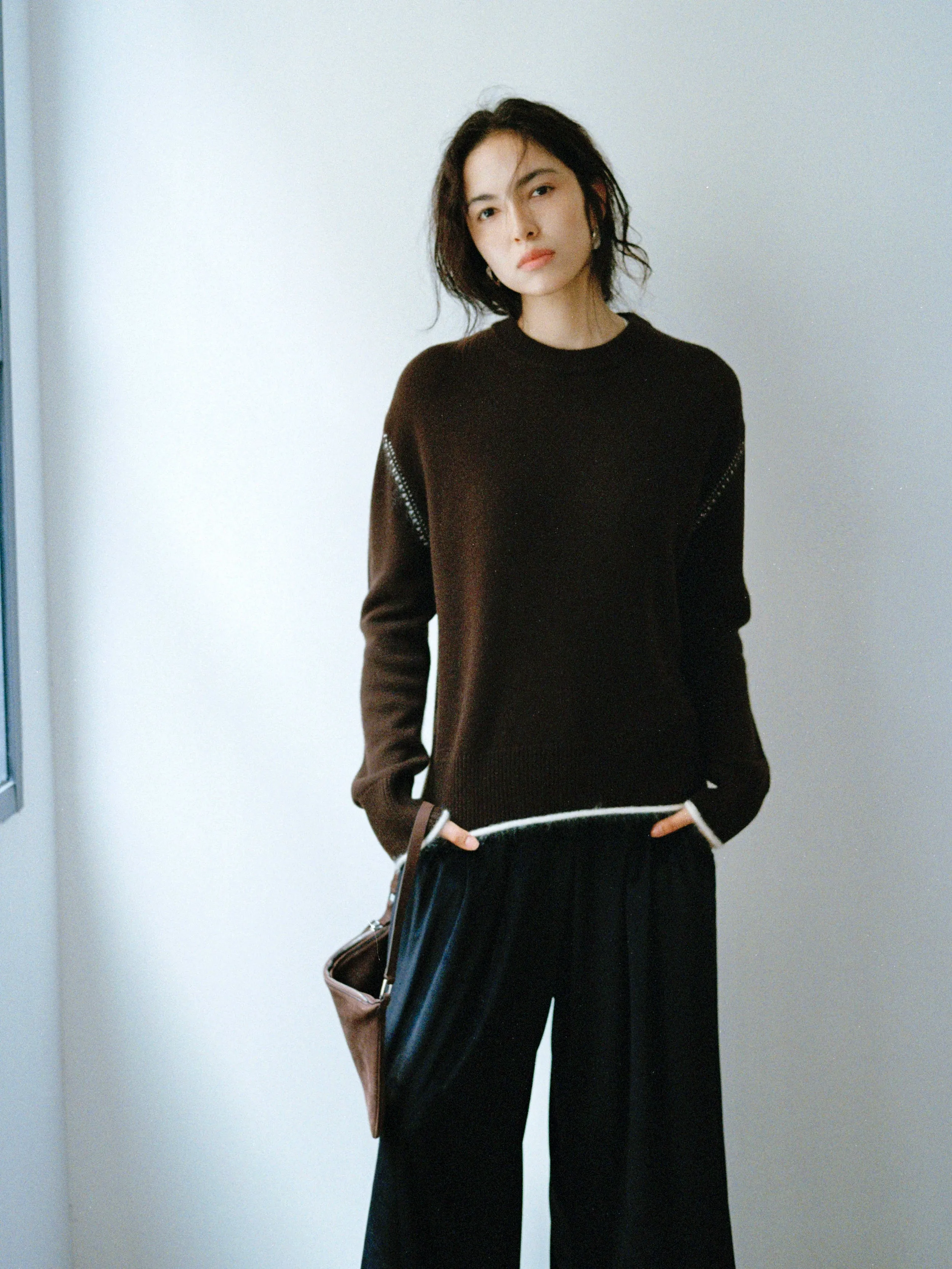 Contrast Stitch Cashmere Wool Sweater