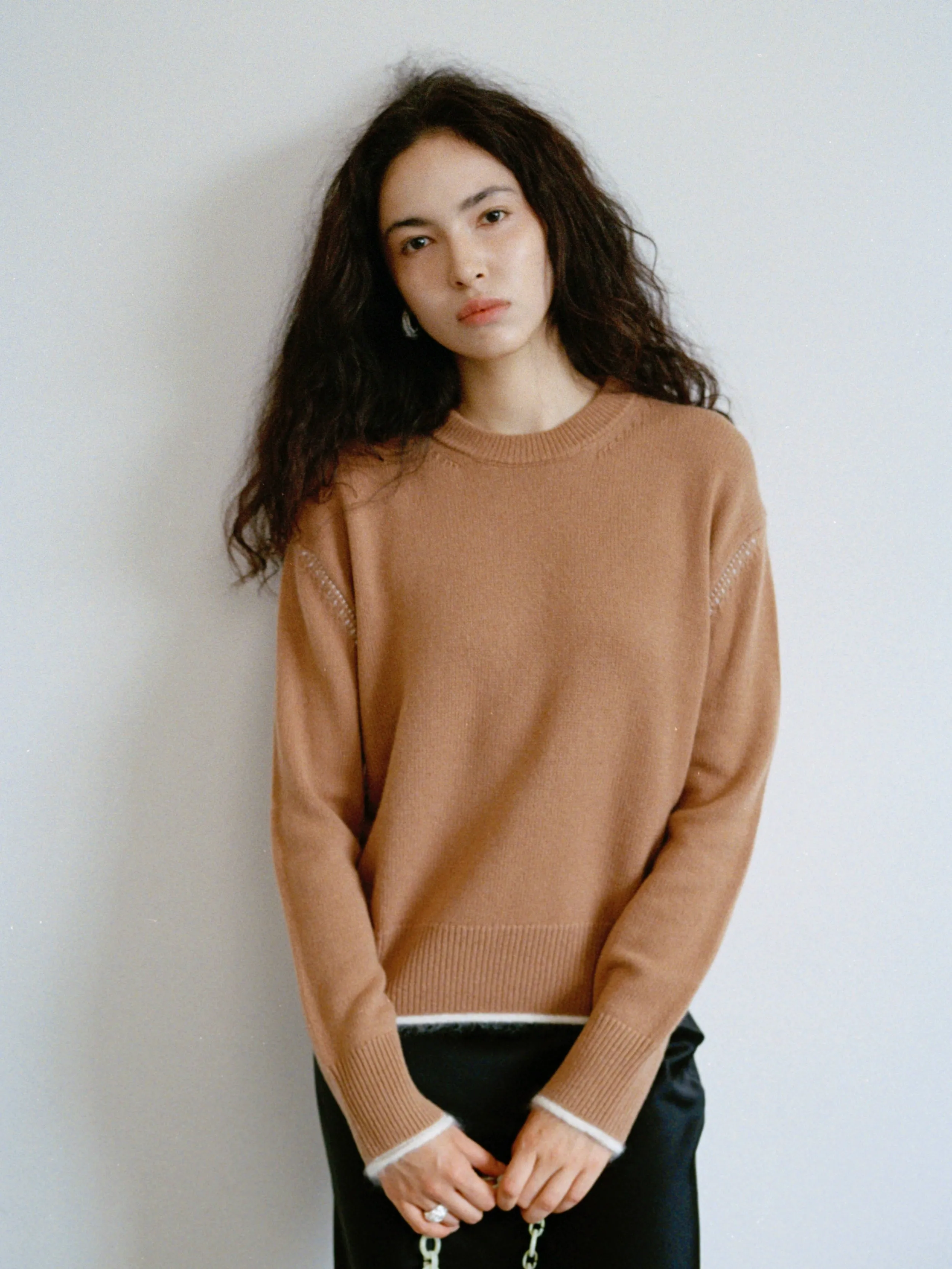 Contrast Stitch Cashmere Wool Sweater