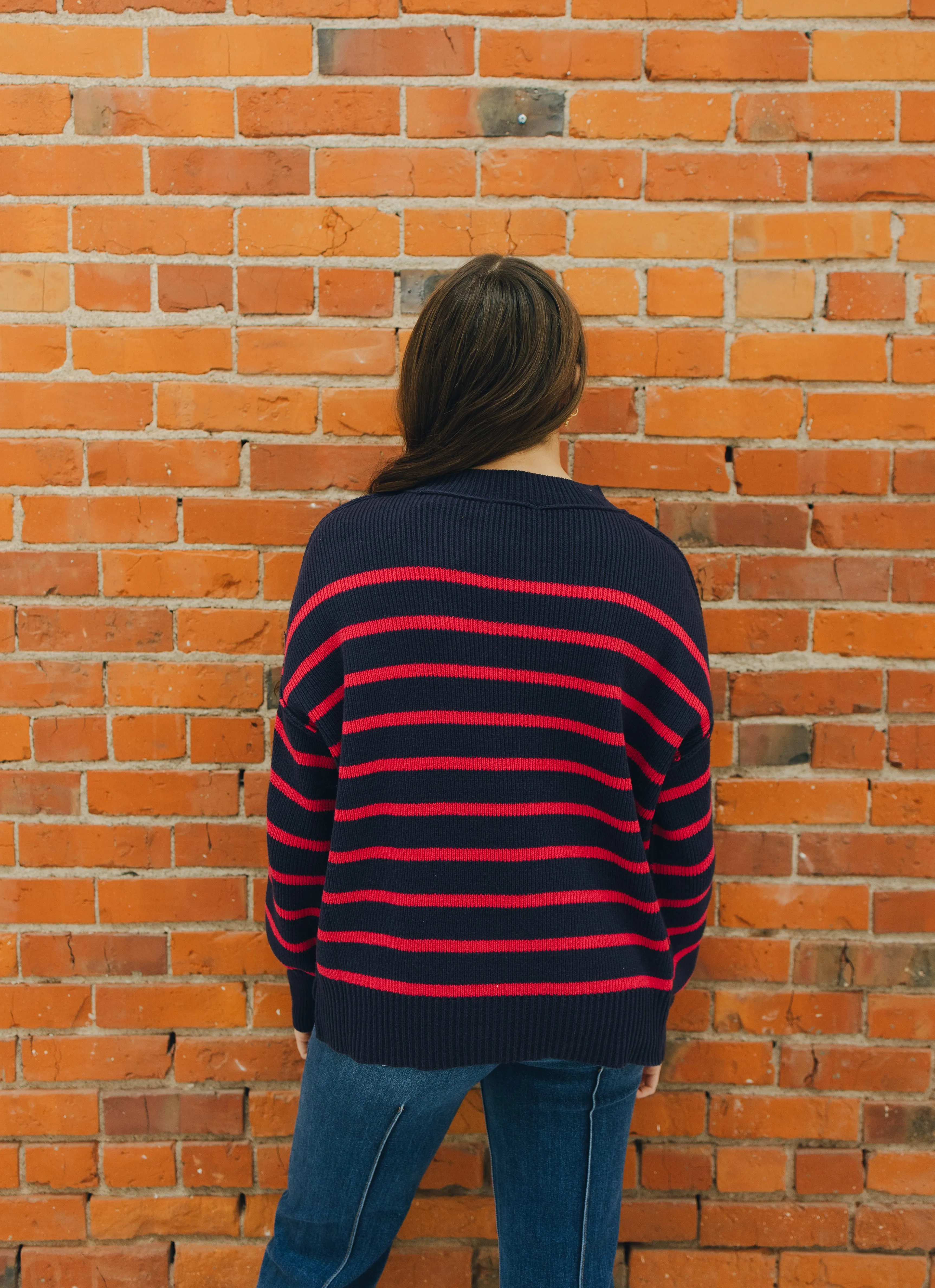 Crew Neckline Stripe Pullover Sweater
